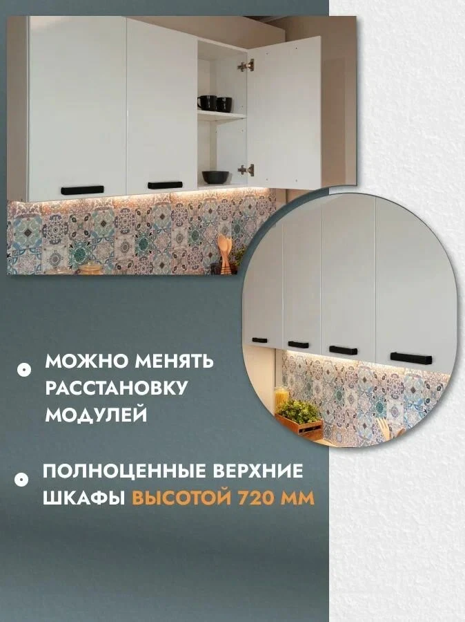 Кухонный гарнитур 1,8 модульный, кухня со столешницей, белый Ника Нео