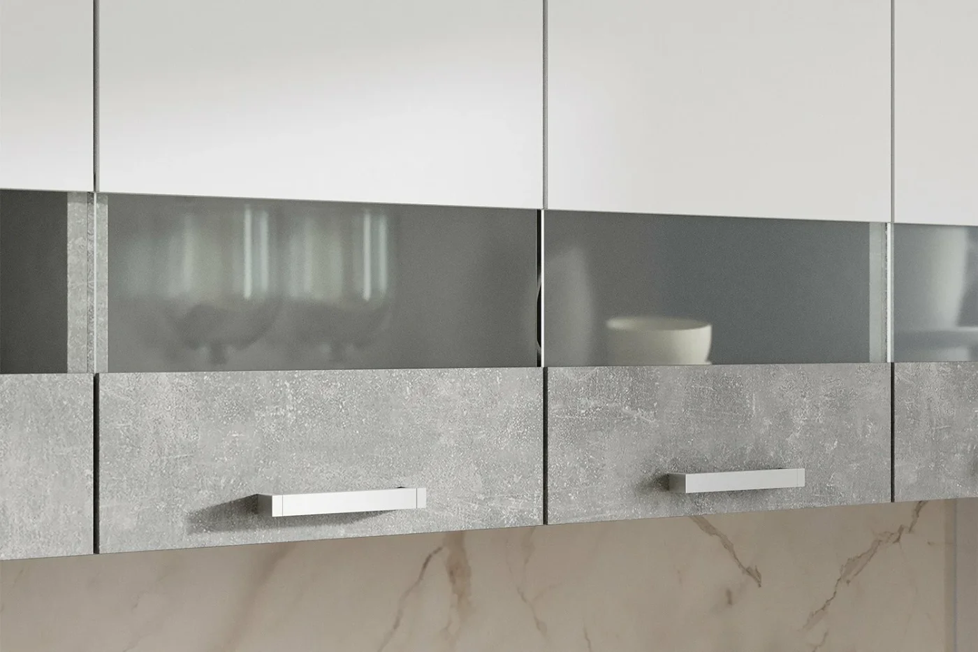 Кухонный гарнитур Hoff Денвер, 2 м, 200х216х60, цвет ателье серый, белый шагрень, антарес