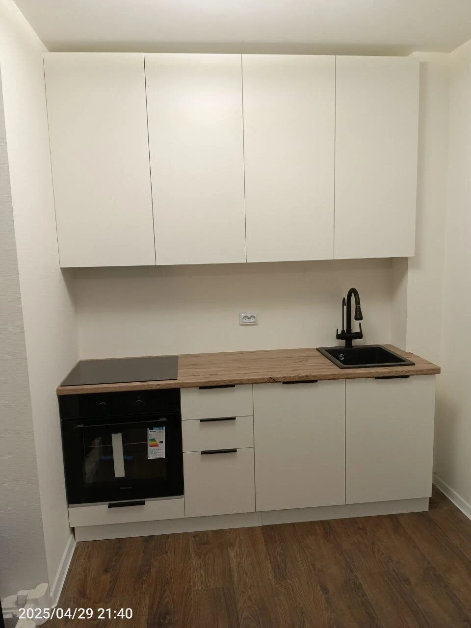 Кухня Homa МК стиль 200x60x25 см, ЛДСП, Белый шагрень, МК стиль, столешница 38 мм